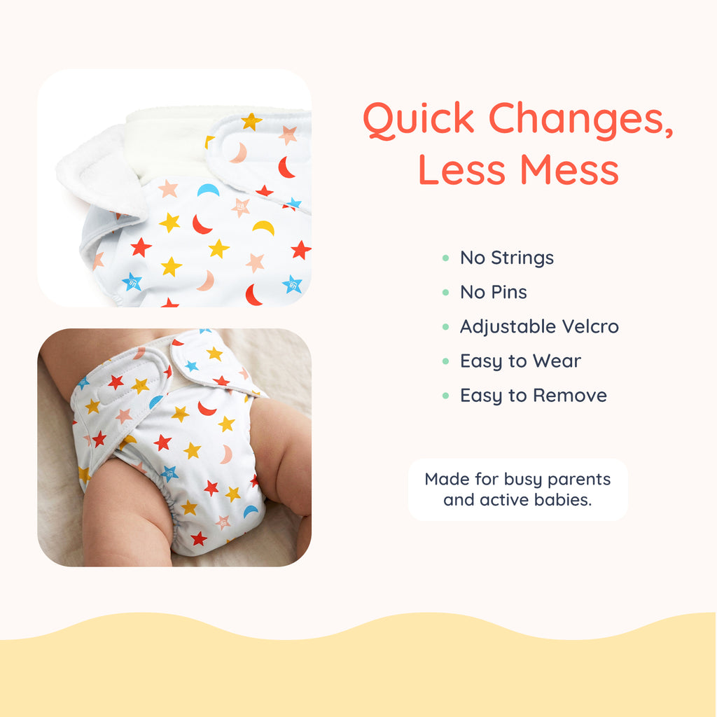 Advanced Nappy Large - Pack of 2 (Happy Hearts & Sleepy Sky)