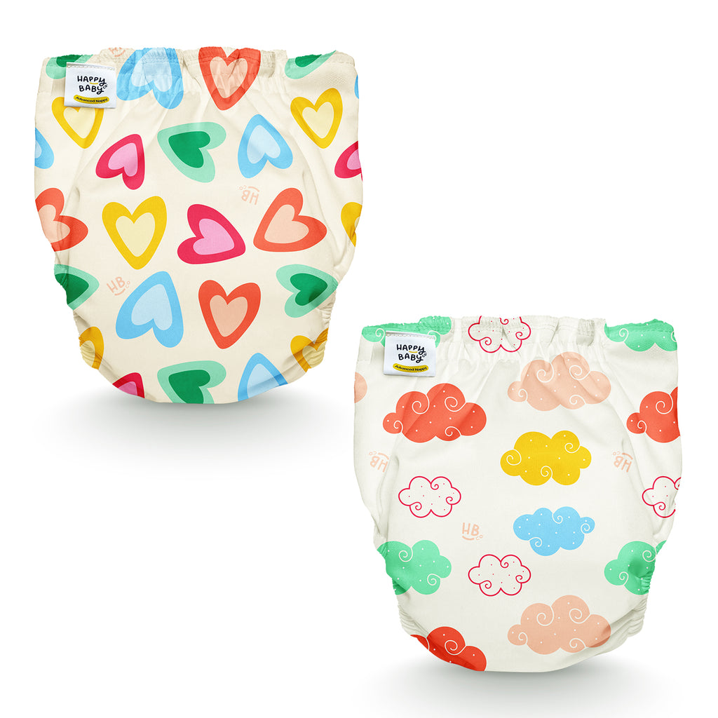 Advanced Nappy Medium - Pack of 2 (Happy Hearts & Cloudy Cuddles)